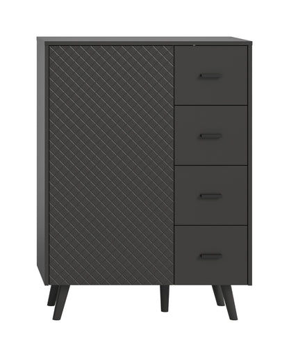Commode LINEA (L/H/P : env. 84/114/37 cm) en gris/gris mat