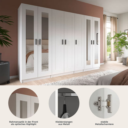 Combinaison d'armoires VISBY (L/H/P : env. 280/194/56 cm) en blanc/blanc
