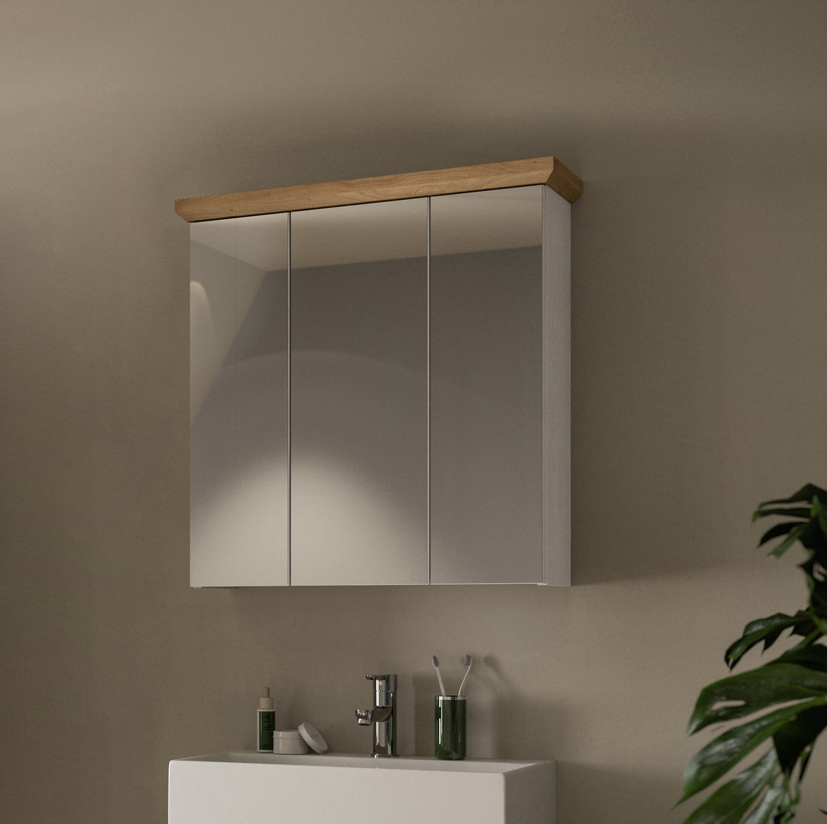 Mirror cabinet VERONA (W/H/D: approx. 69/71/21 cm) in Sibiu Larch imitation/Sibiu Larch imitation