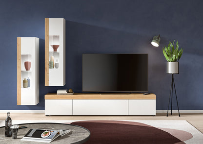 Homes & Jones Wohnwand 3-tlg. weiß, Lowboard für TV bis 70 Zoll geeignet