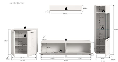 Homes & Jones Wohnwand 4-tlg., TV Möbel Anbauwand, TV bis 70 Zoll geeignet