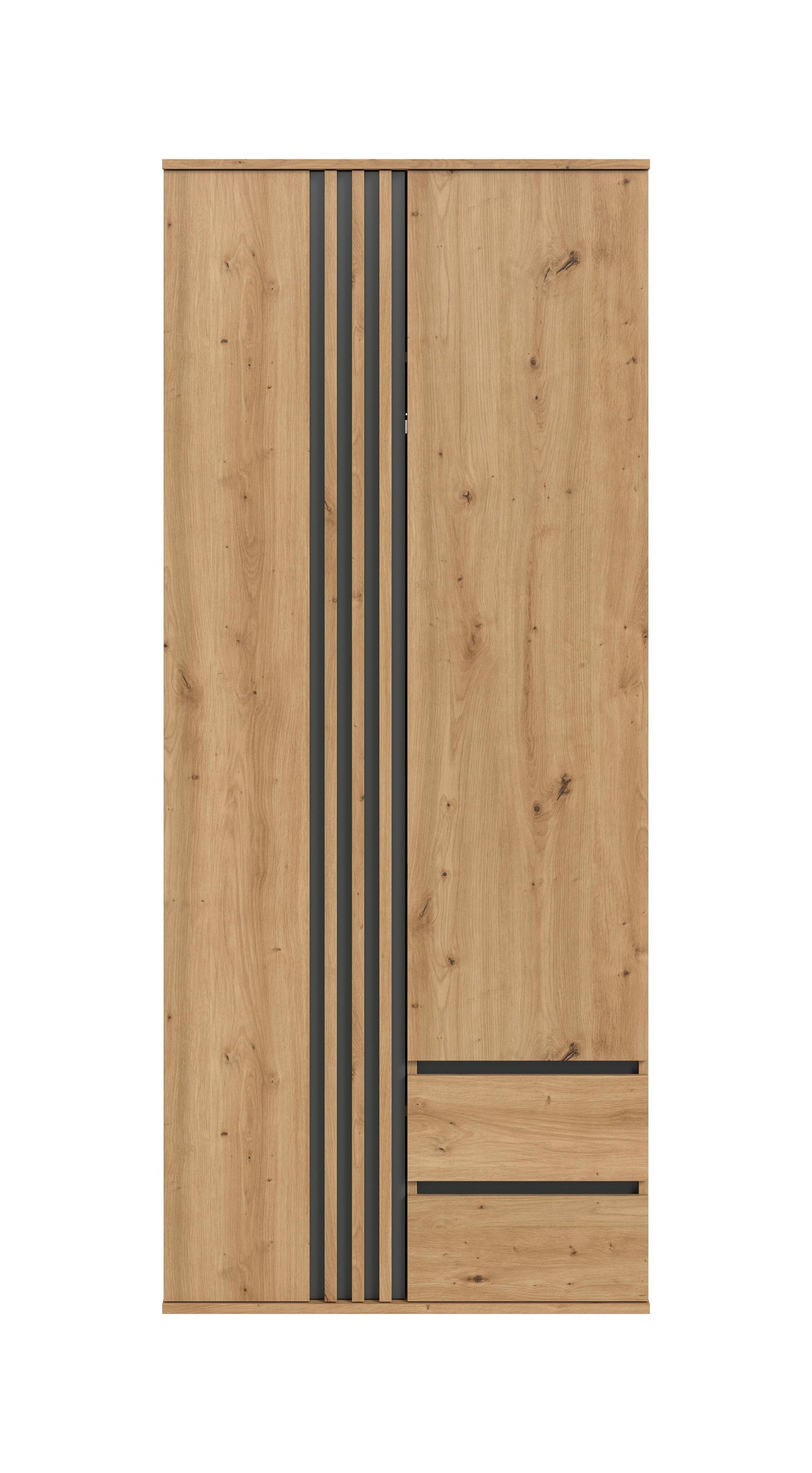 Homes & Jones Kleiderschrank 80 cm breit 2-türig, Schlafzimmerschrank