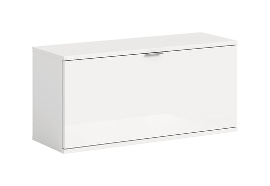 Banc/Commode PROJET X (L/H/P : env. 92/42/32 cm) en blanc/blanc brillant