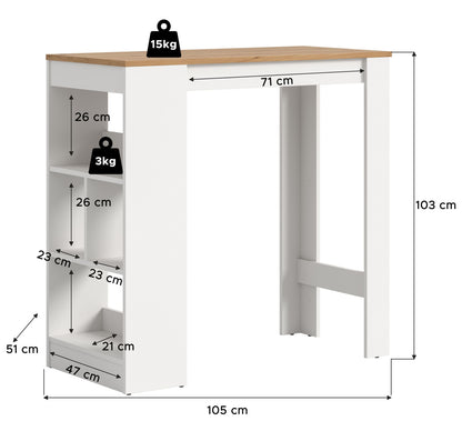 Urban Bar-/Esstisch  (B/H/T: 105x103x51 cm) in Weiß