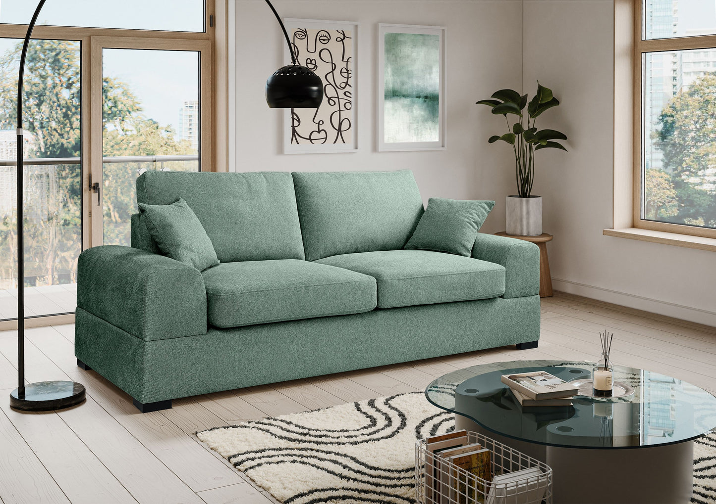 Homes & Jones Sofa 2-Sitzer mit Stoffbezug, Modernes Kompaktes Sofa pflegeleicht
