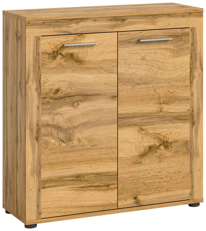 Highboard JAM (L/H/P : env. 80/88/35 cm) en imitation chêne Wotan/gris