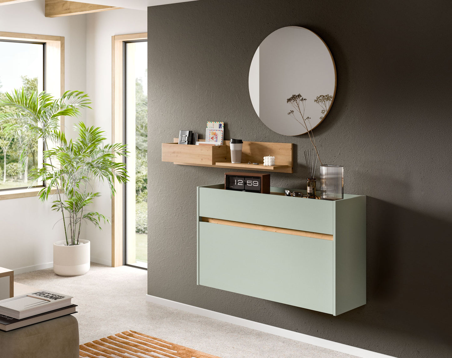 Ensemble de vestiaire DRIVE (L/H/P : env. 140/197/32 cm) en sauge/sauge