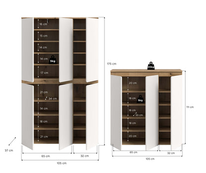 Armoire universelle SCARPA (L/H/P : env. 235/175/37 cm) en vert fumée/vert fumée