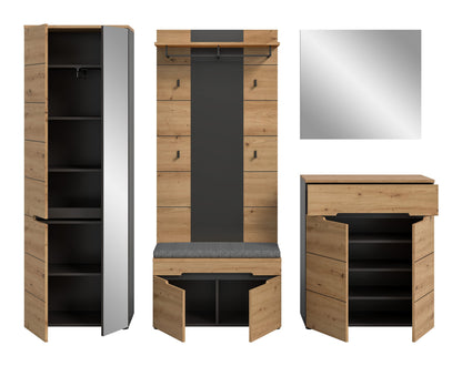 CANU wardrobe set incl. seat cushion (W/H/D: approx. 255/190/37 cm) in Basalt grey/Smoke Green