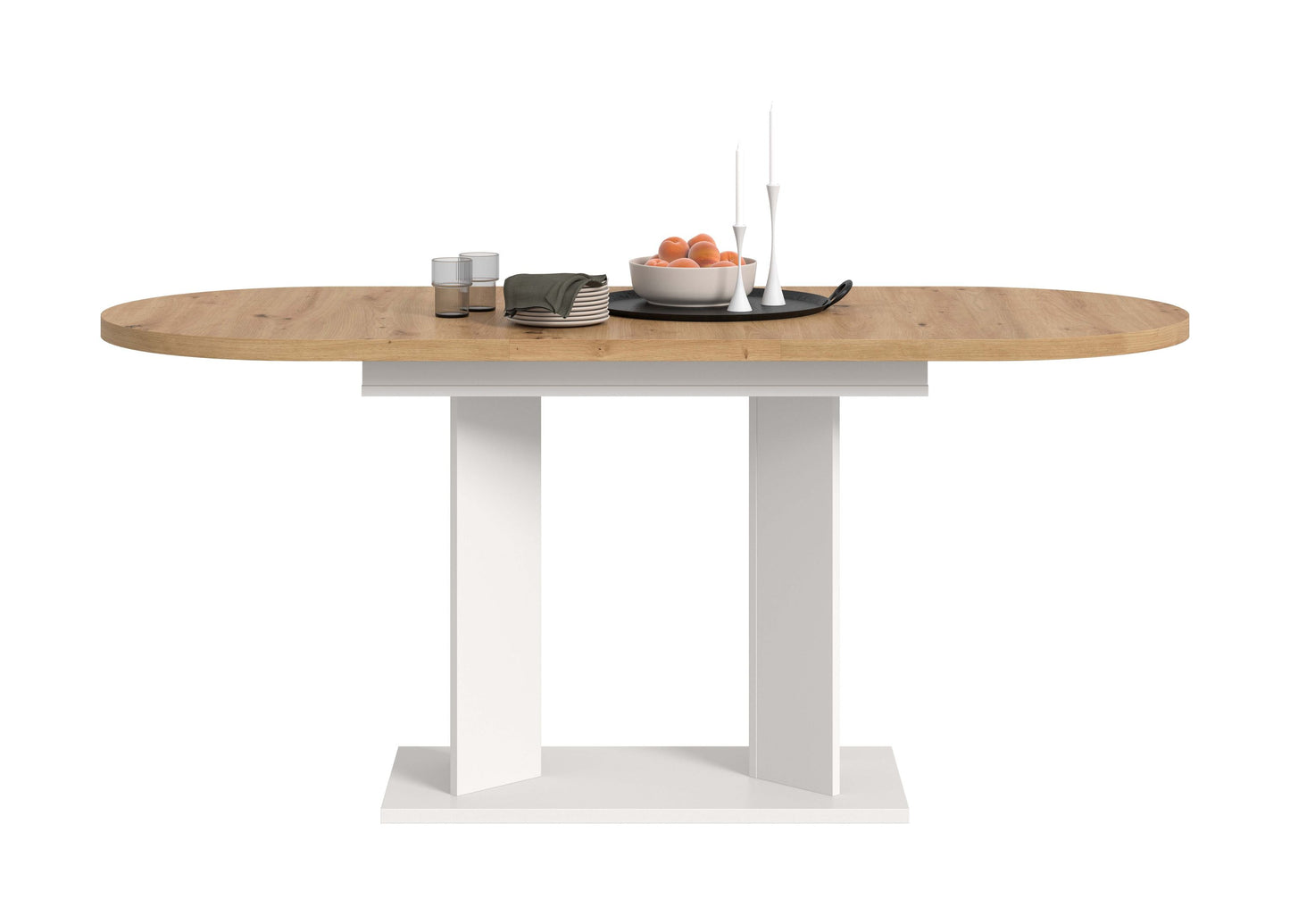 Table à manger GUSTAV (L/H/P : env. 170/76/70 cm) en blanc/imitation chêne Artisan