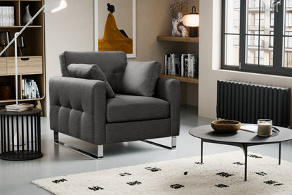 Fauteuil Hera – Fauteuil rembourré moderne avec revêtement en tissu plat