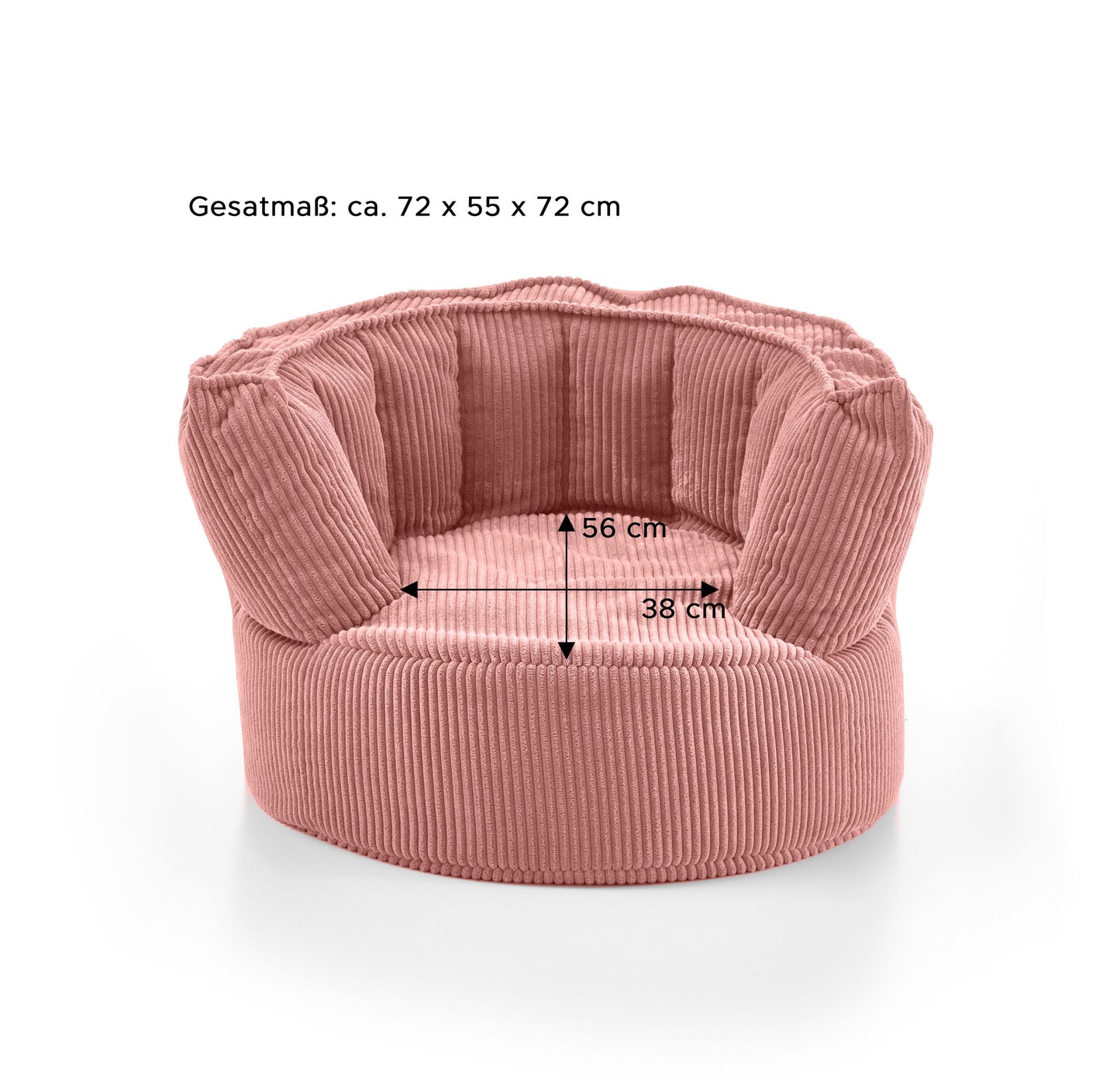 Pouf Snuggle Kids – Fauteuil confortable en velours côtelé avec dossier