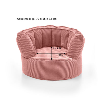 Pouf Snuggle Kids – Fauteuil confortable en velours côtelé avec dossier