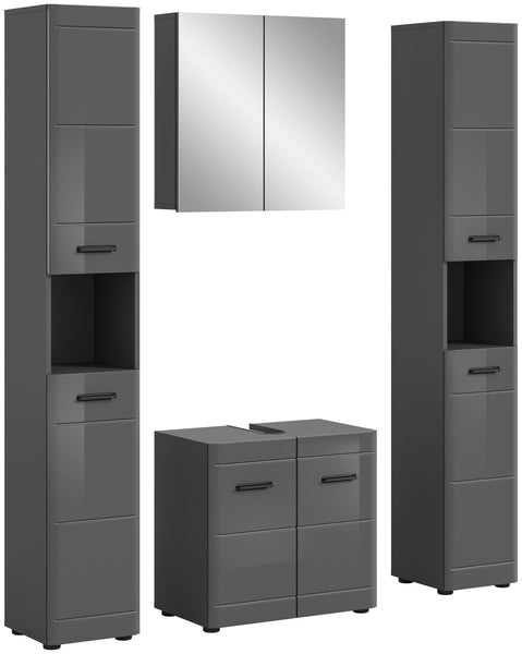 Ensemble de salle de bain SOFT (L/H/P : env. 150/190/34 cm) en gris/gris brillant