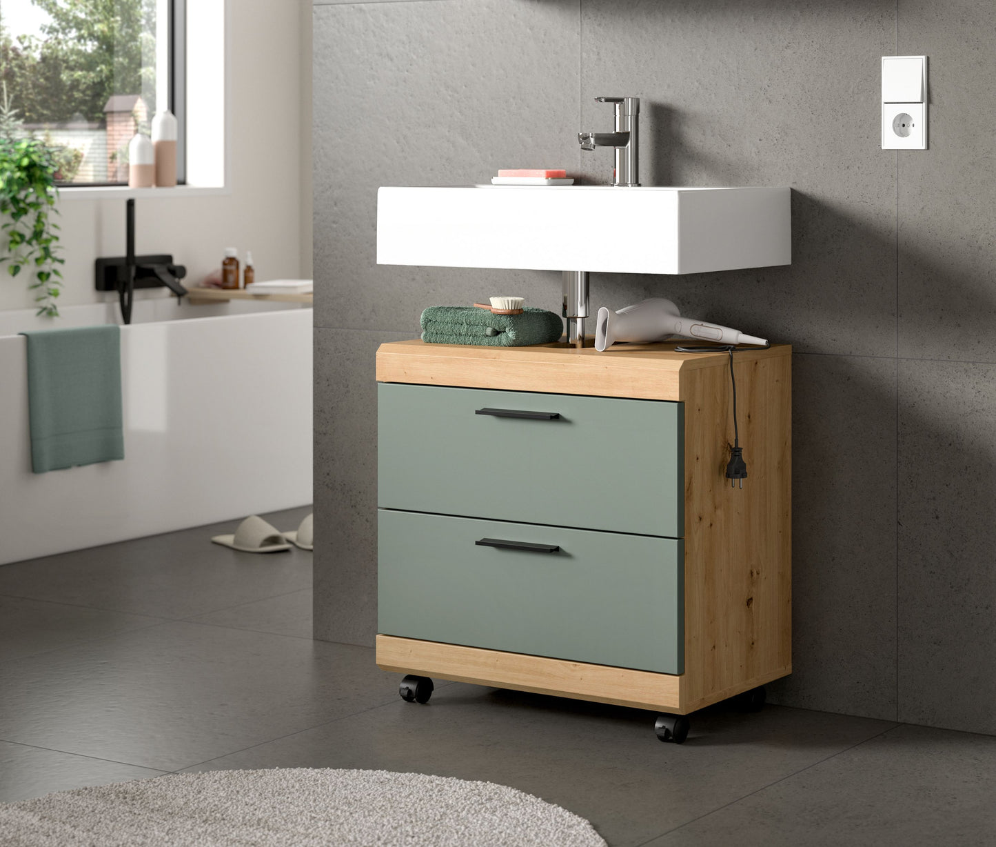 Homes & Jones Waschbeckenunterschrank auf Rollen, Schrank easy to handle