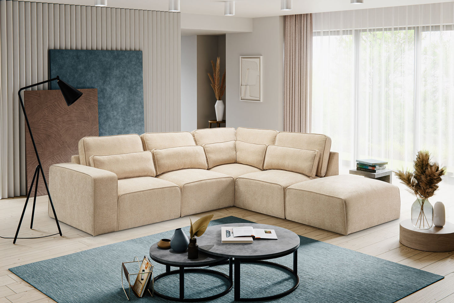 Ecksofa Lux – Modulare Wohnlandschaft mit Ottomane