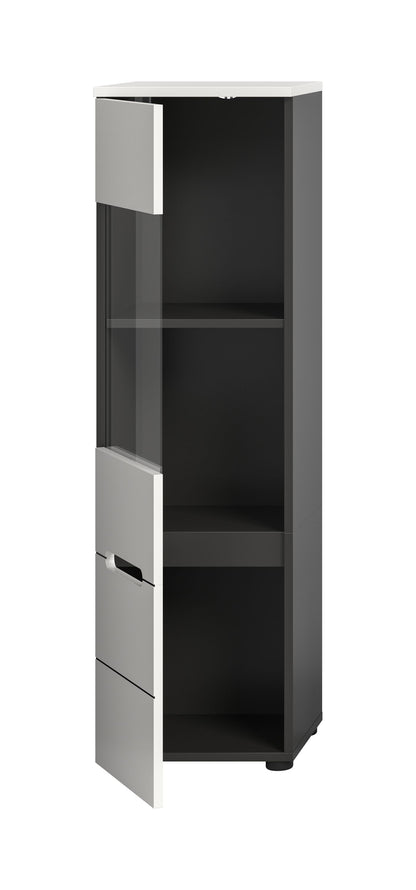 Vitrine CANU (L/H/P: env. 36/125/33 cm) en gris basalte/vert fumé