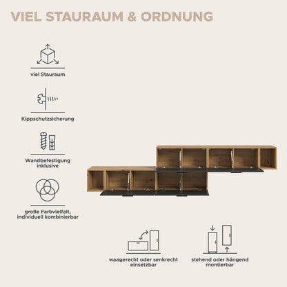 Homes & Jones Wohnwand 2-tlg. TV Möbel Modular Lowboard, Wohnzimmerschrank