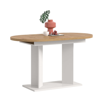 Table à manger GUSTAV (L/H/P : env. 170/76/70 cm) en blanc/imitation chêne Artisan
