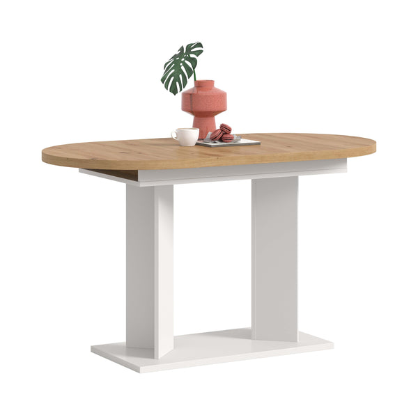 Table à manger GUSTAV (L/H/P : env. 170/76/70 cm) en blanc/imitation chêne Artisan
