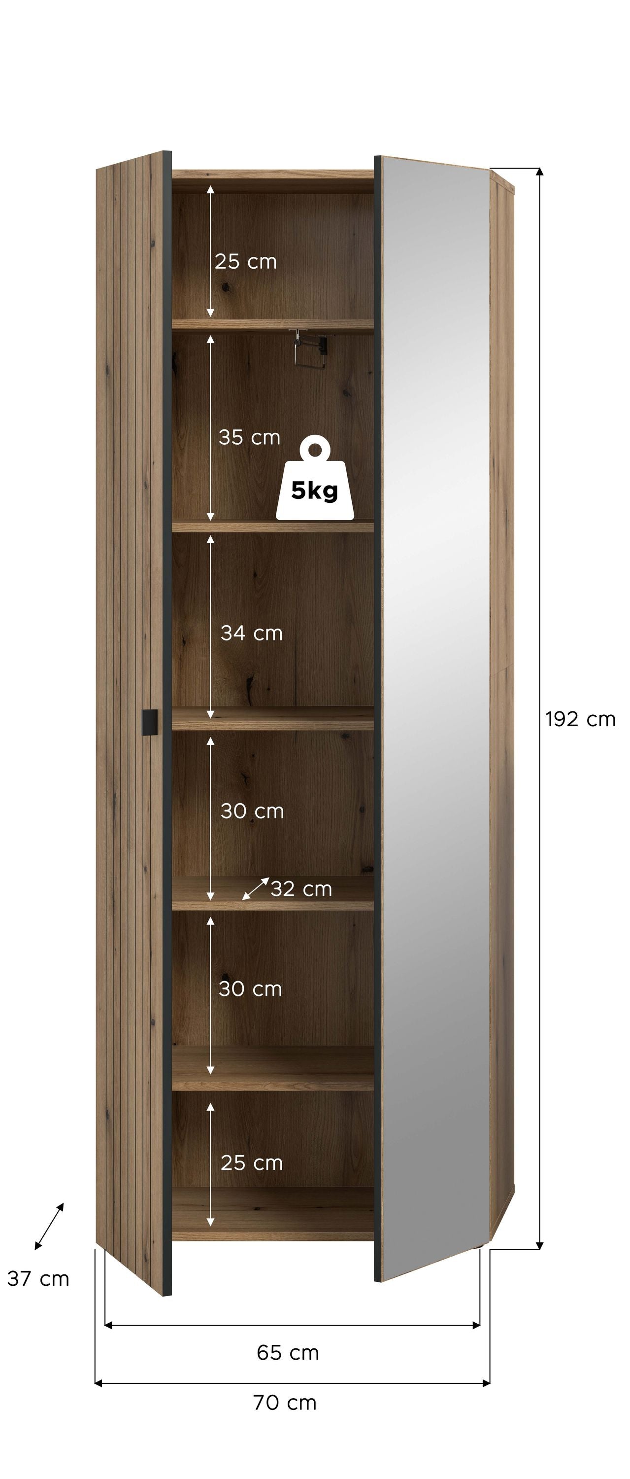 Armoire-vestiaire STATION (L/H/P : env. 70/192/37 cm) en cachemire/cachemire