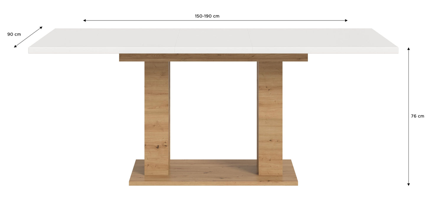 Table de salle à manger MOTION (L/H/P : env. 150/76/90 cm) en blanc/cachemire