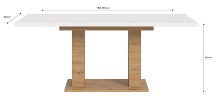 Table de salle à manger MOTION (L/H/P : env. 150/76/90 cm) en blanc/cachemire
