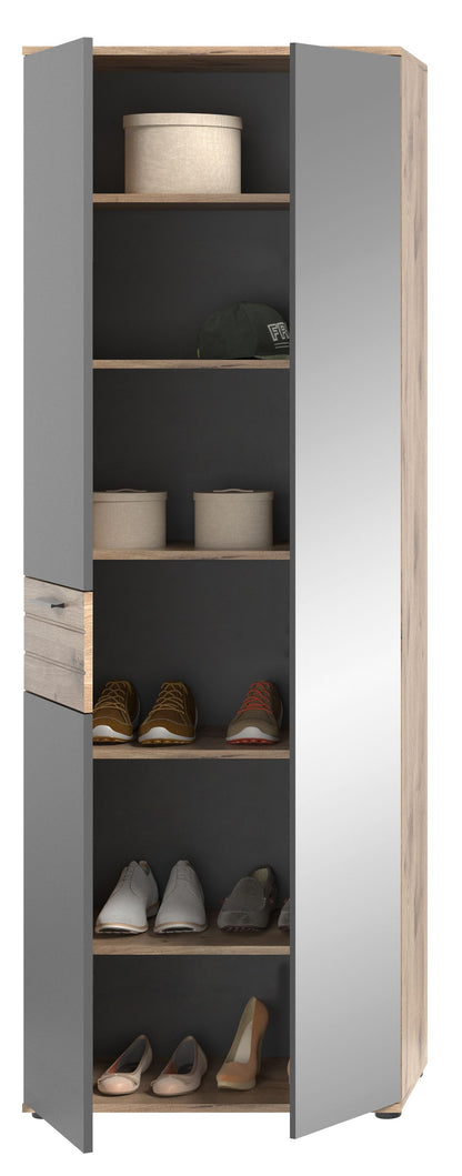 Homes & Jones Garderobenhochschrank mit Spiegelelement, Flurmöbel mit Spiegel