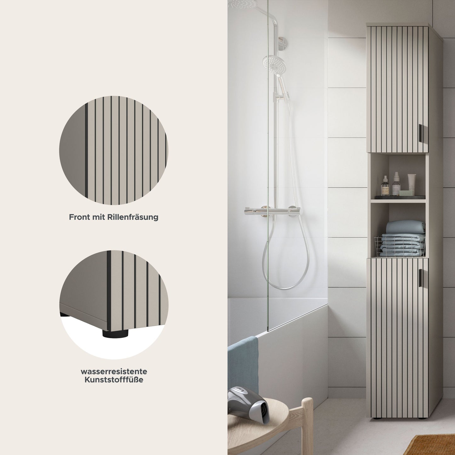 Meuble de salle de bain MONE (l/H/P : env. 30/192/30 cm) en cachemire/cachemire