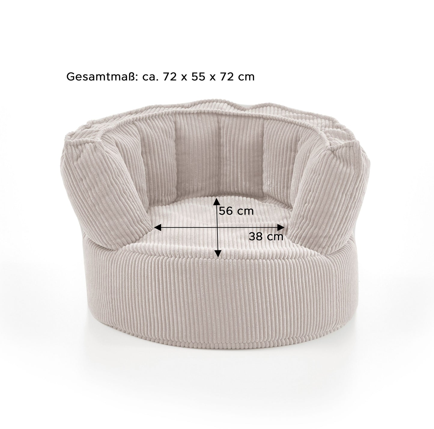 Pouf Snuggle Kids – Fauteuil confortable en velours côtelé avec dossier