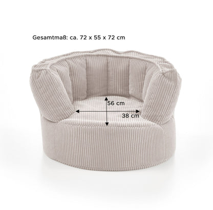 Pouf Snuggle Kids – Fauteuil confortable en velours côtelé avec dossier