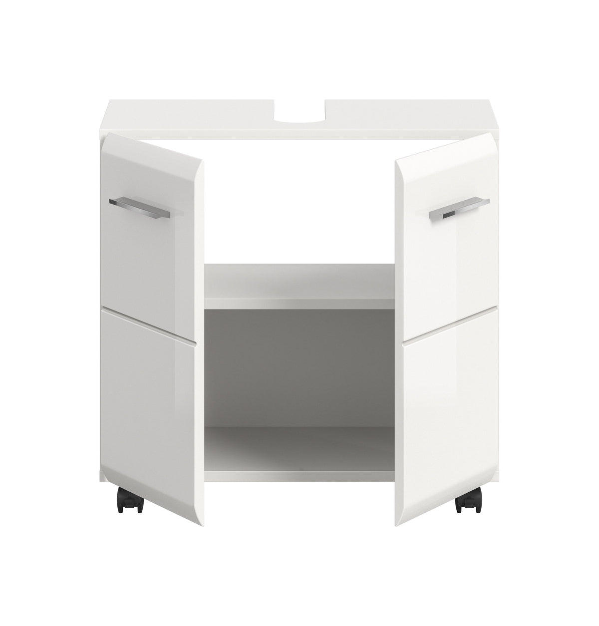 Rolling Washbasin Cabinet ICE (W/H/D: approx. 60/58/30 cm) in Nox Oak finish/matt black