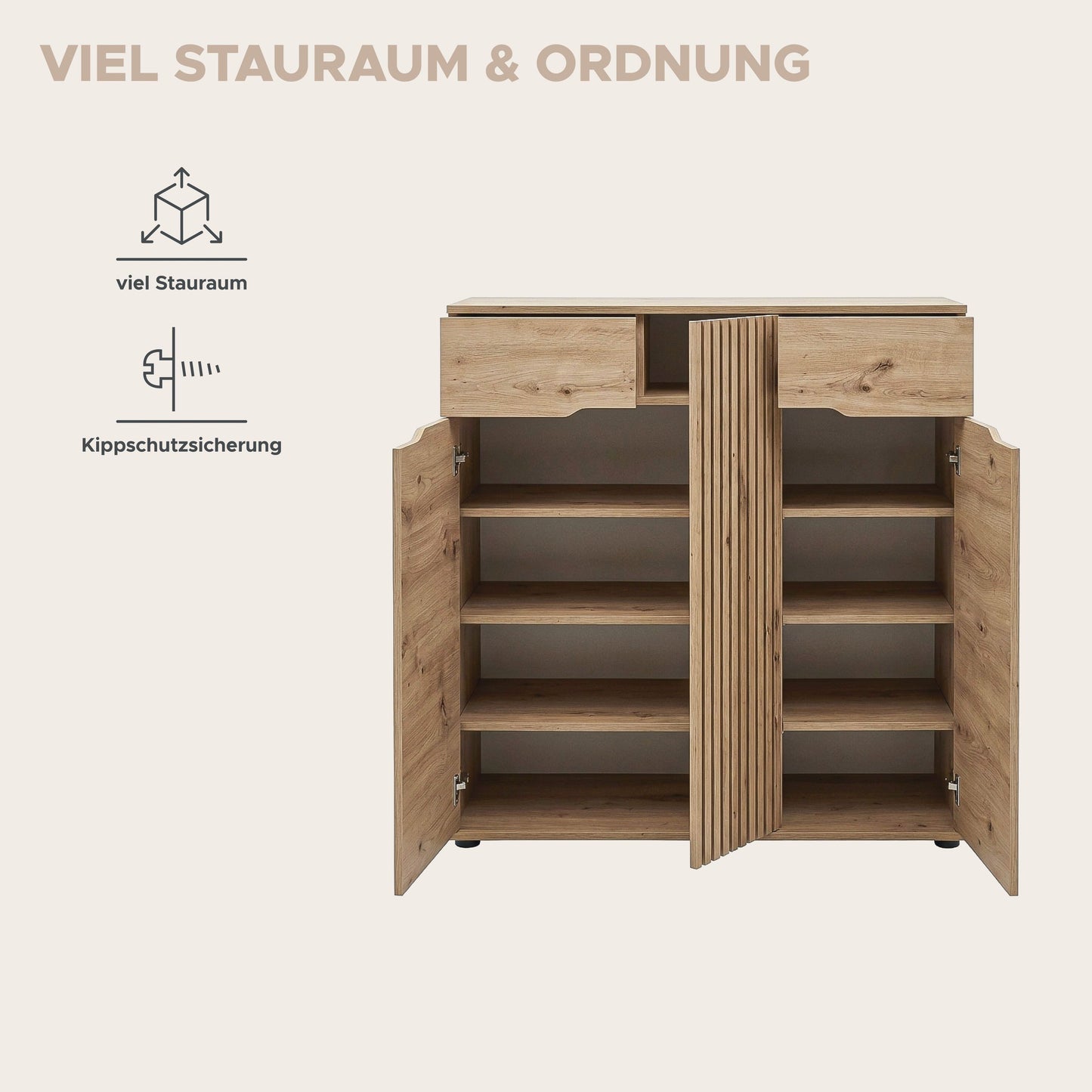 Keno Schuhkommode (B/H/T: 104x98x37 cm) in Artisan Eiche Nachbildung