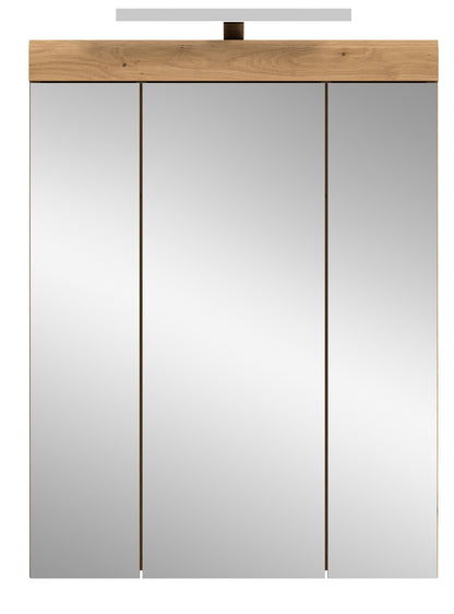 Armoire de toilette avec éclairage SCOUT (L/H/P : env. 60/79/18 cm) en imitation chêne Evoak/verre miroir