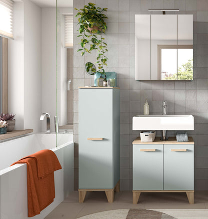 Ensemble de salle de bain avec éclairage STAR (L/H/P : env. 109/190/34 cm) en vert clair/vert clair