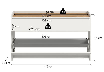 Meuble à chaussures DRIVE (L/H/P : env. 110/61/32 cm) en sauge/sauge