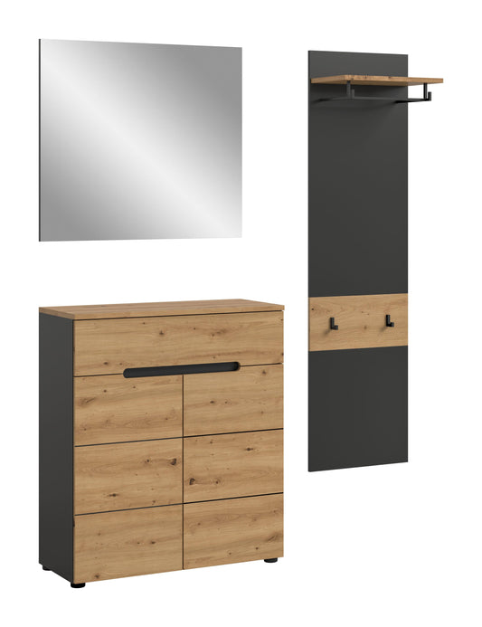 Homes & Jones Garderobenset 3-tlg., 1x Paneel, Kommode und Spiegel, Möbel Set