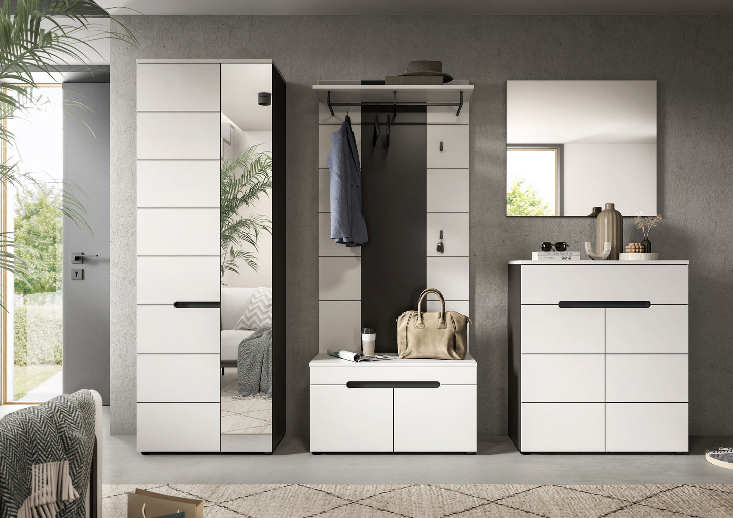 Homes & Jones Garderoben Set 5-tlg., Flurmöbelkomplett Set, Dielenkomplettset