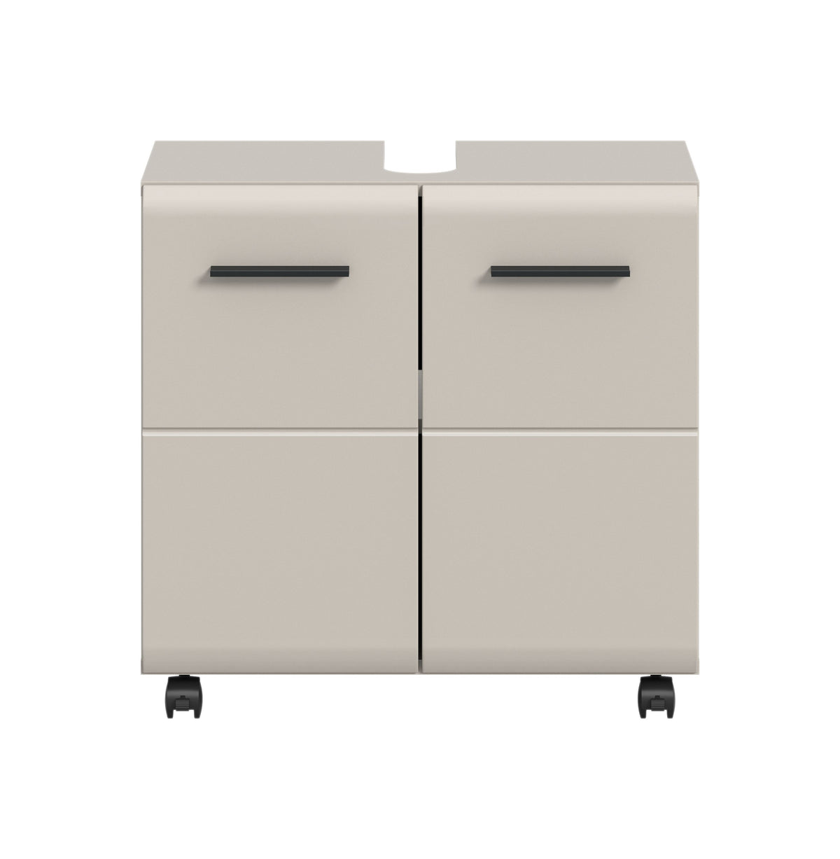 Rolling Washbasin Cabinet ICE (W/H/D: approx. 60/58/30 cm) in Nox Oak finish/matt black