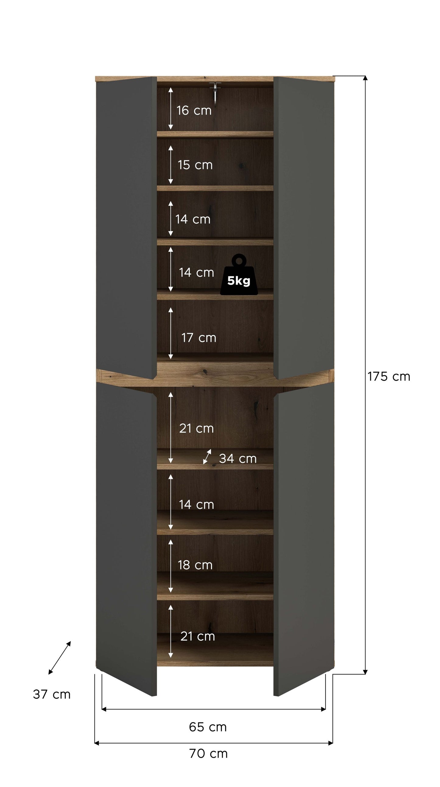 Homes & Jones Universalschrank 70 cm breit,  Mehrzweckschrank, Garderobe, Diele