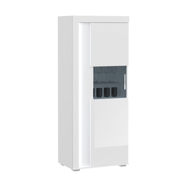 Vitrine mi-haute SKYLIGHT (L/H/P : env. 60/148/37 cm) en blanc/blanc brillant