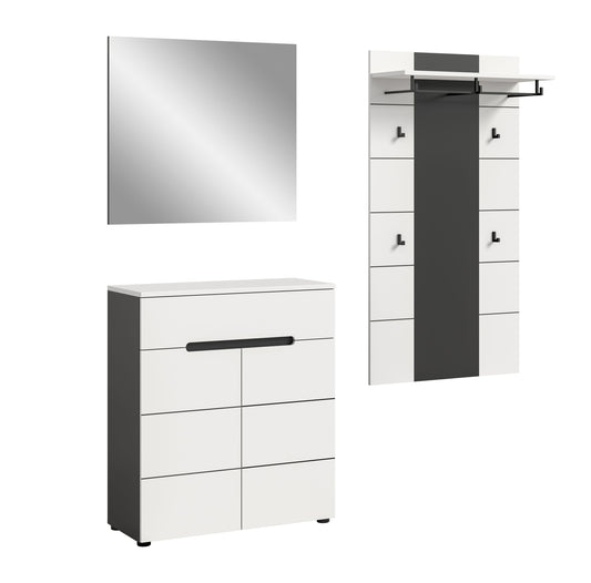 Homes & Jones Garderobenset 3-tlg., 1x Paneel, Kommode und Spiegel, Möbel Set