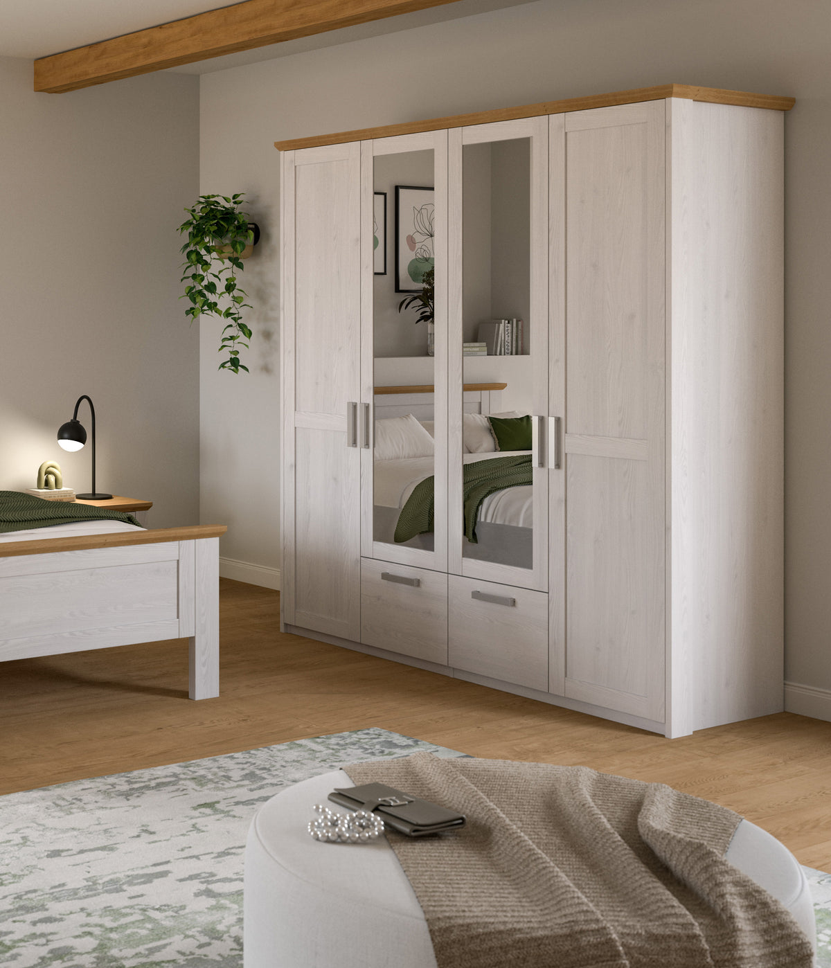 4-Door Wardrobe VERONA (W/H/D: approx. 188/200/61 cm) in Sibiu Larch Replica/Sibiu Larch Replica