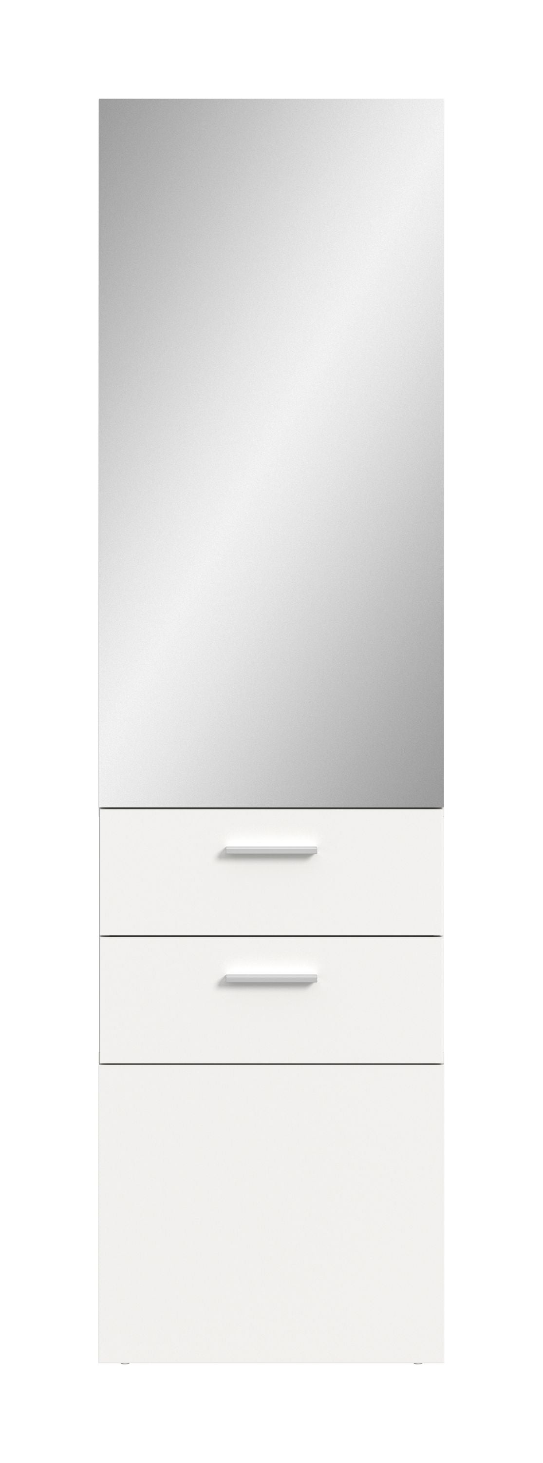 Kompaktgarderobe mit Spiegel und zwei Schubladen, weiß