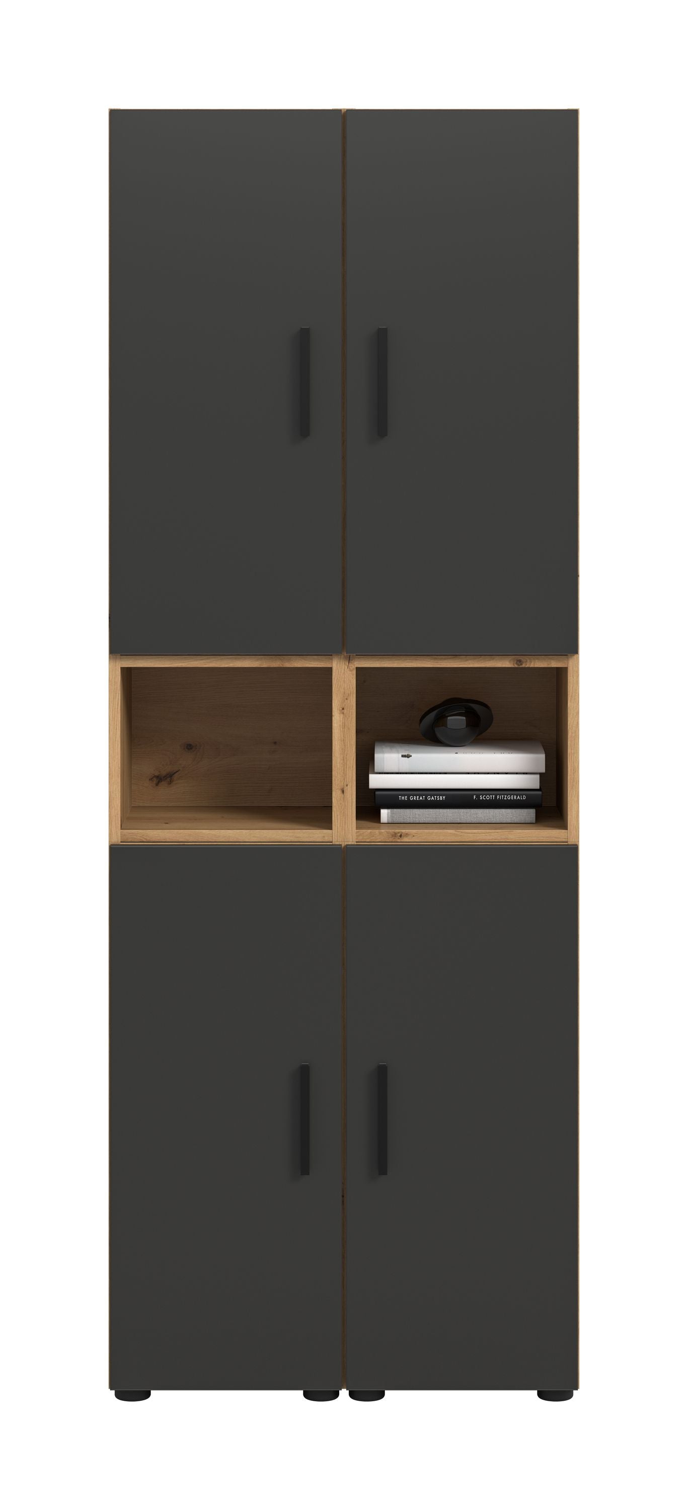 Wall Unit THE ONE (W/H/D: approx. 65/178/34 cm) in Artisan Oak finish/Smoke Green
