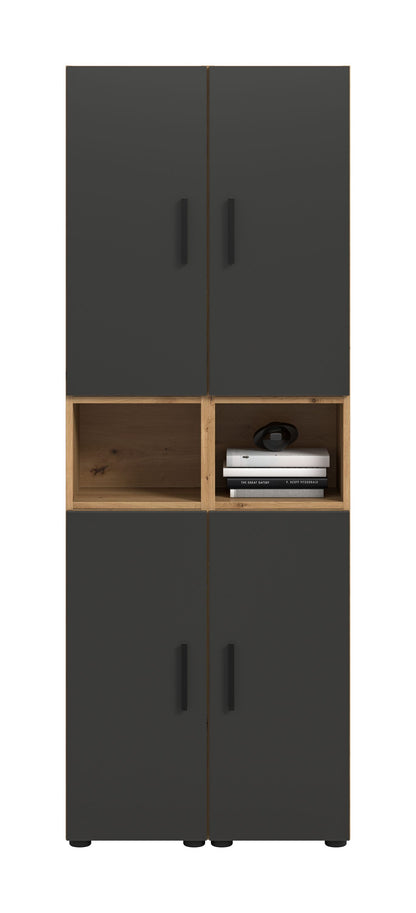 Wall Unit THE ONE (W/H/D: approx. 65/178/34 cm) in Artisan Oak finish/Smoke Green