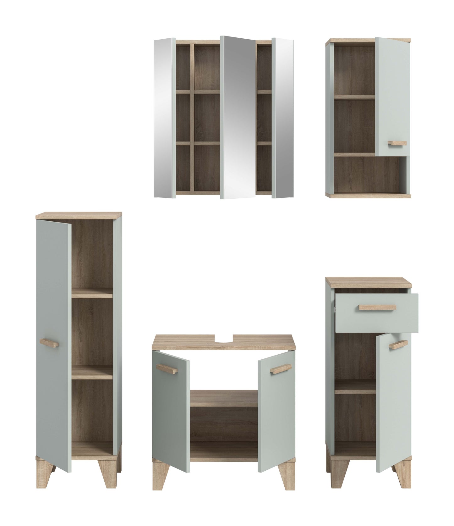 Ensemble de salle de bain STAR (L/H/P : env. 158/190/34 cm) en vert clair/vert clair