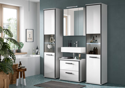 Bathroom Set incl. lighting KOJAK (W/H/D: approx. 171/188/37 cm) in white/white high gloss