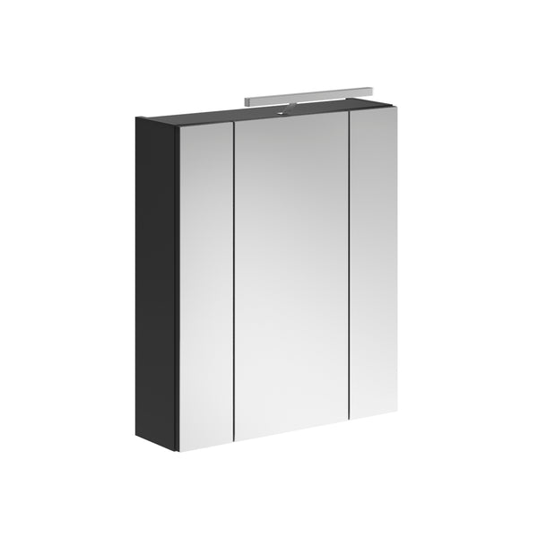 Armoire de toilette avec éclairage LINUS (L/H/P : env. 60/71/19 cm) en noir/verre miroir