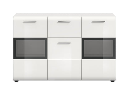 Homes & Jones Sideboard weiß Hochglanz 125 cm breit, Wohnzimmerschrank